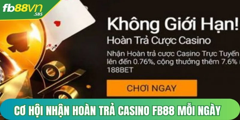 Cơ hội nhận hoàn trả casino FB88 mỗi ngày cực lớn