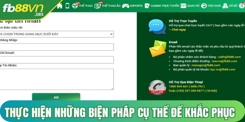 Thực hiện những biện pháp cụ thể để khắc phục tình trạng khi sự cố xảy ra