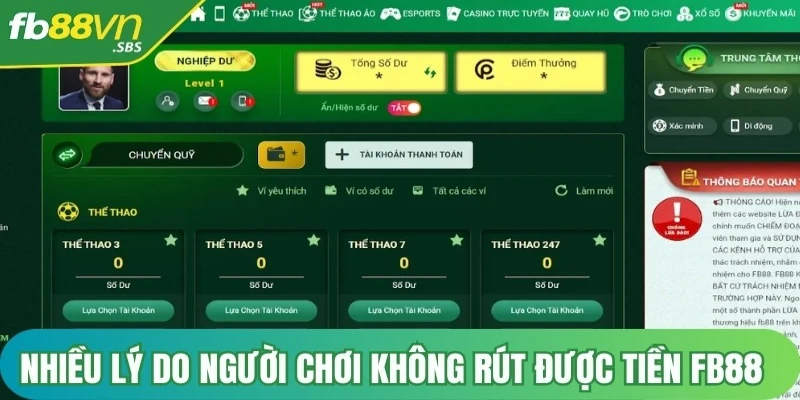 Có rất nhiều lý do khách quan khiến người chơi không rút được tiền FB88 